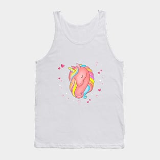 Unicorn with pink hearts Tank Top